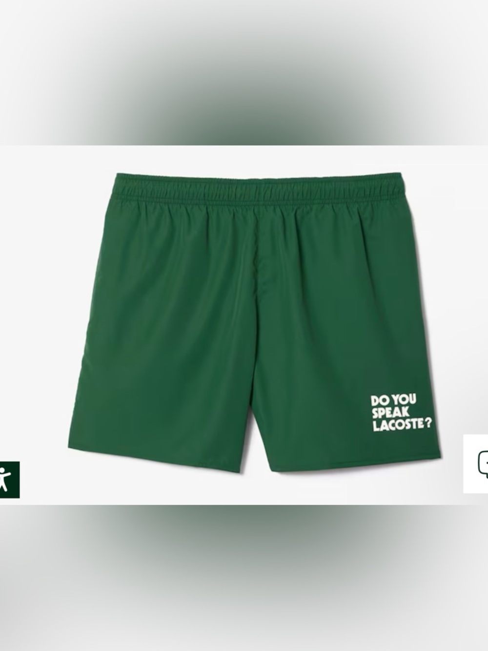 Lacoste Dark Green Athletic Swim Shorts with White Logo Text